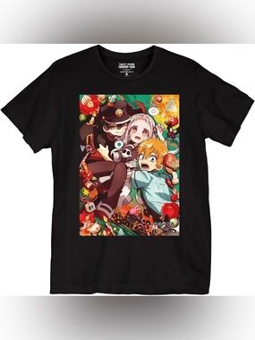 Hot Topic Black Short Sleeve Tee with Colorful Anime Graphic